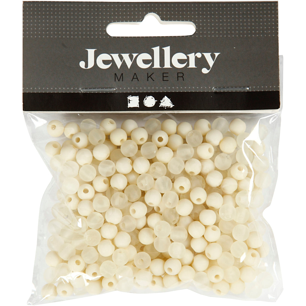 Creativ Company Kunststoffperlen, D 6 mm, Lochgröße 2 mm, ca. 150 Stück, Creme, 40 g 1 Box