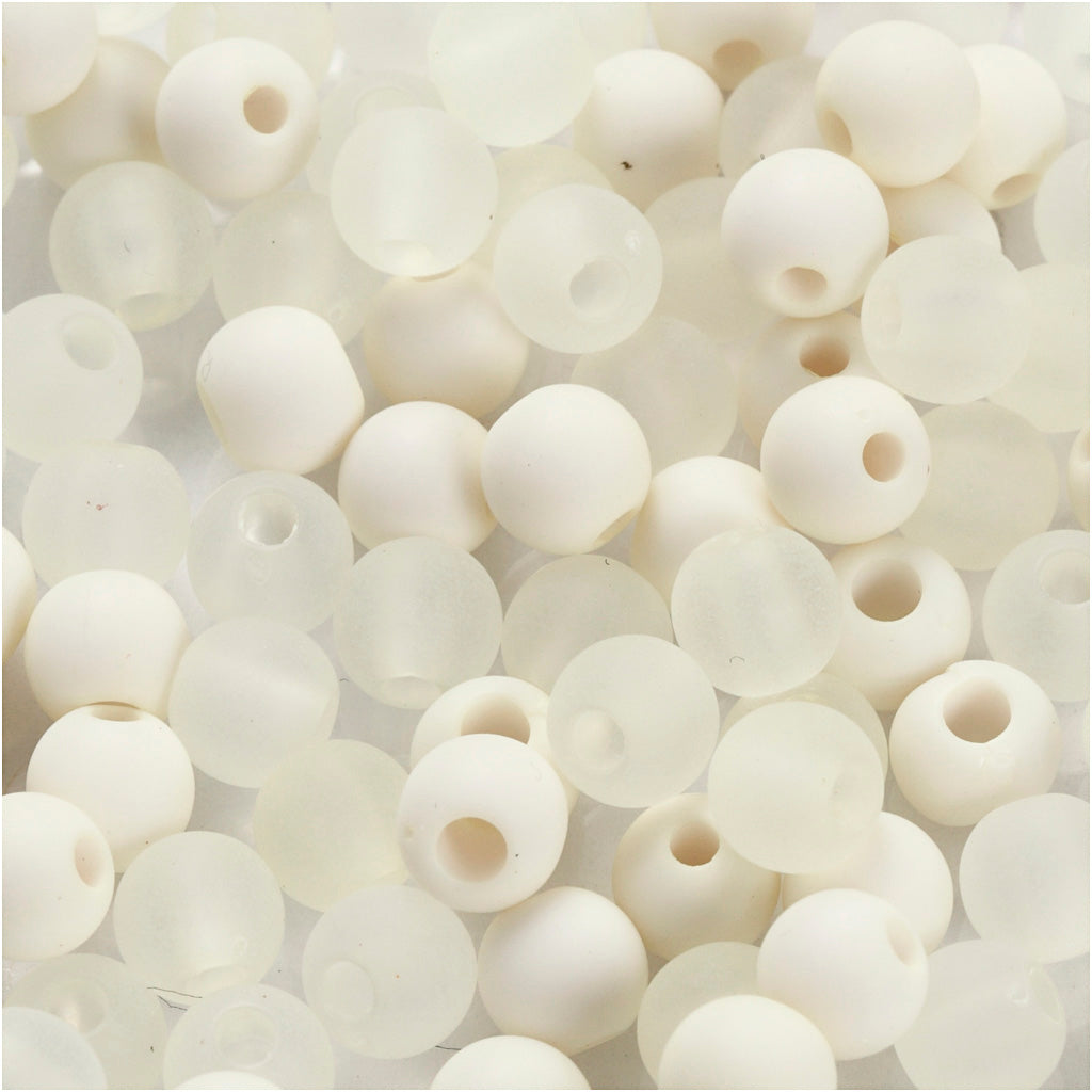 Creativ Company Kunststoffperlen, D 6 mm, Lochgröße 2 mm, ca. 150 Stück, Creme, 40 g 1 Box