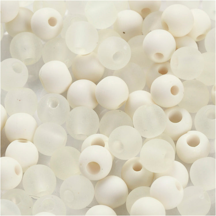 Creativ Company Kunststoffperlen, D 6 mm, Lochgröße 2 mm, ca. 150 Stück, Creme, 40 g 1 Box