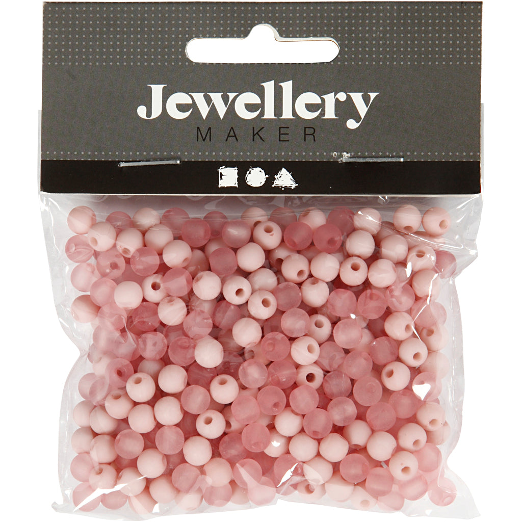 Creativ Company Kunststoffperlen, D 6 mm, Lochgröße 2 mm, ca. 150 Stück, rosa, 40 g 1 Box
