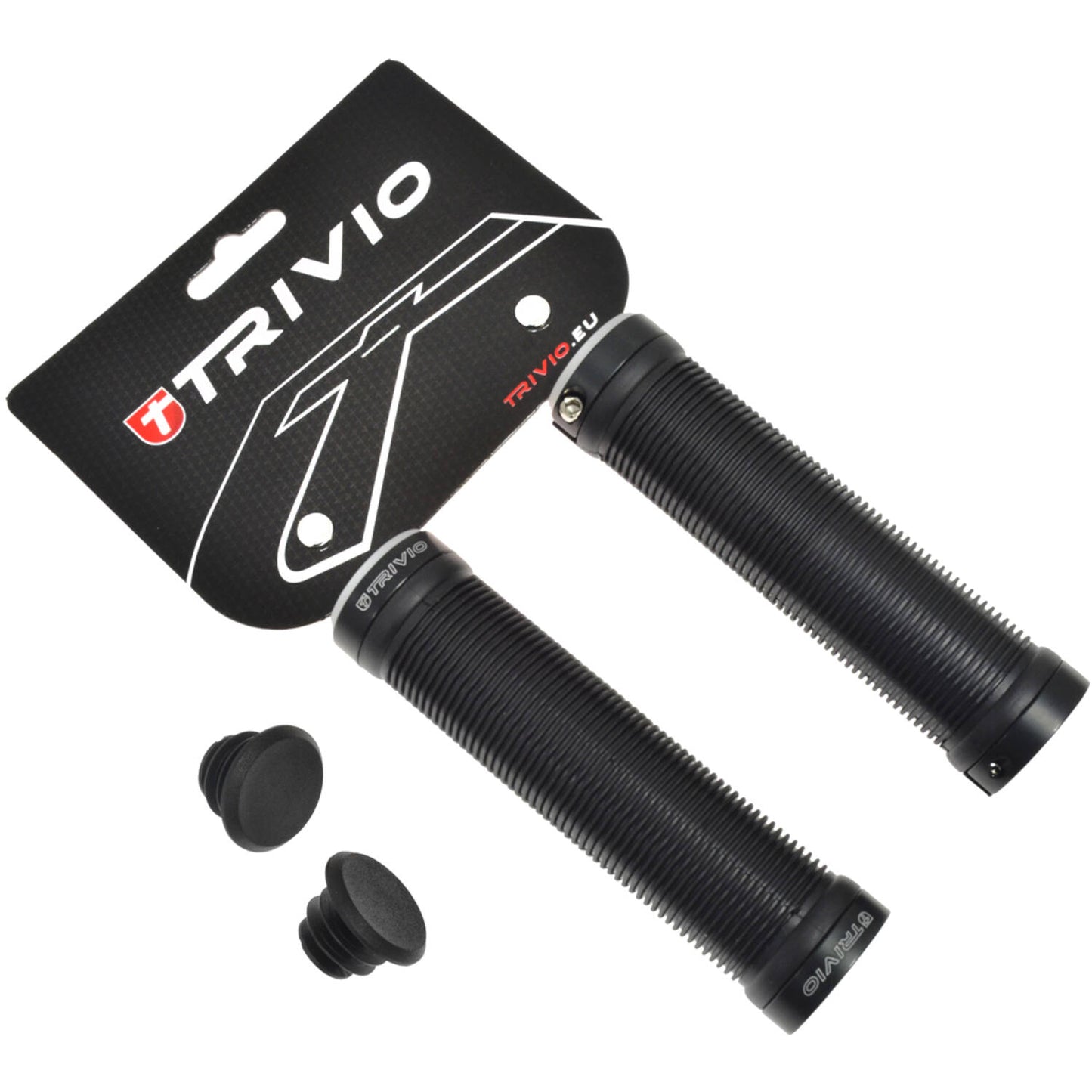 Trivio - Fahrradgriffe geriffelter Griff schwarz + Lock-on schwarz