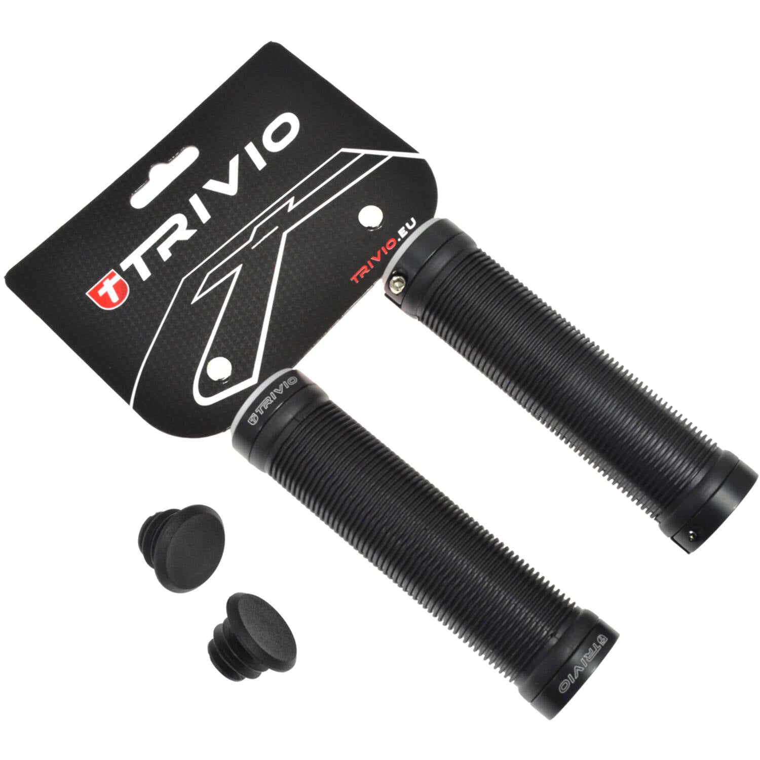 Trivio - Fahrradgriffe geriffelter Griff schwarz + Lock-on schwarz