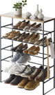 Yamazaki Schuhregal mit Holzplatte – 6 Ebenen – Turm – Schwarz