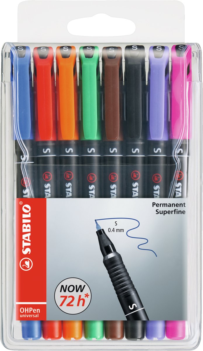 Stabilo Ohpen Superfine Permanentmarker im Etui - 8 Stk.