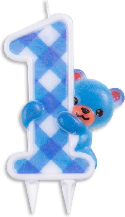 Wefiesta erste Geburtstagskuchenkerze Junge 9,7 cm Wachsblau