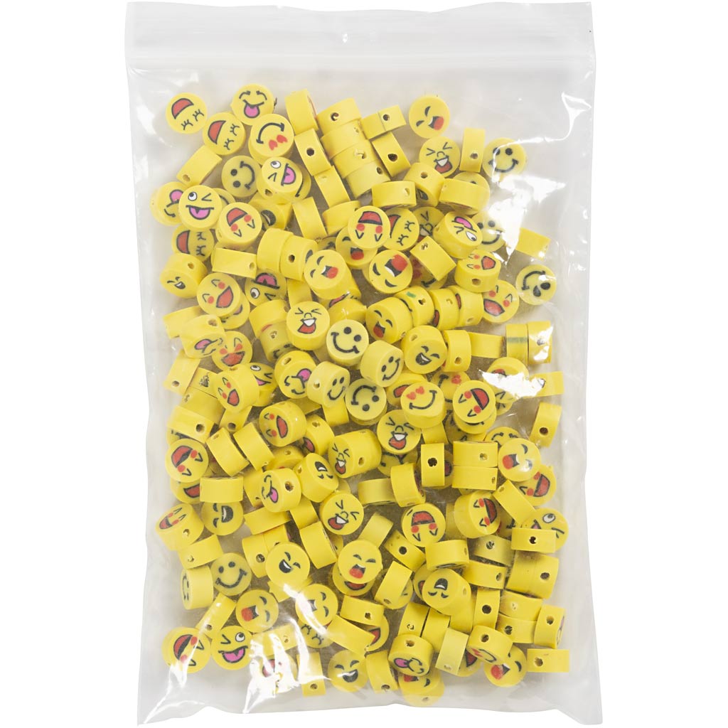 Creativ Company Figurenperlen, Emoji, D 10 mm, Lochgröße 1,5 mm, 200 Stück 1 Box