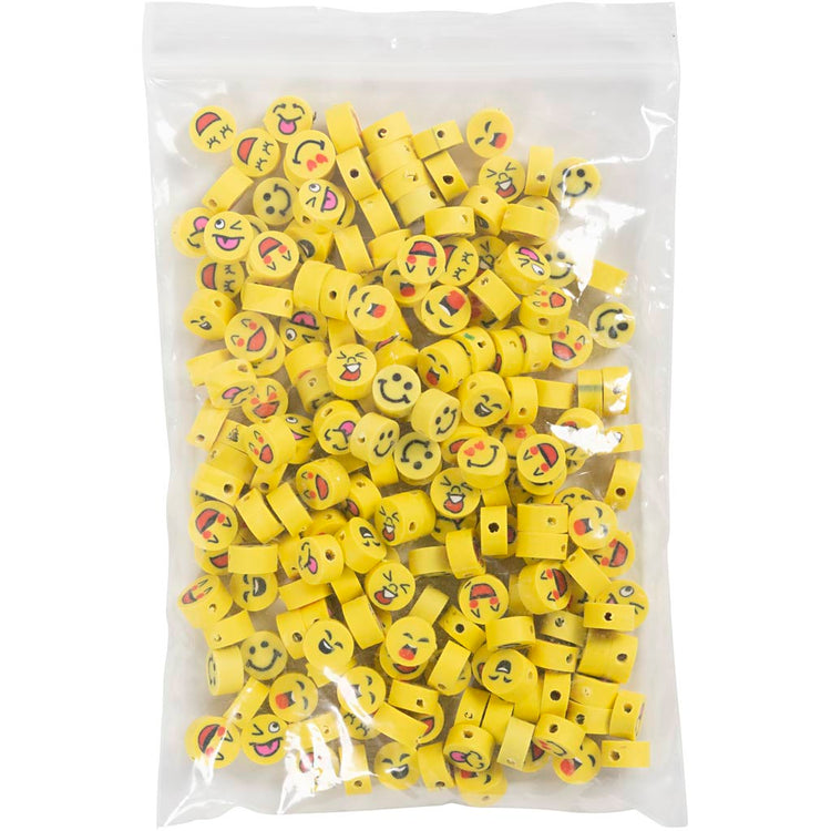 Creativ Company Figurenperlen, Emoji, D 10 mm, Lochgröße 1,5 mm, 200 Stück 1 Box
