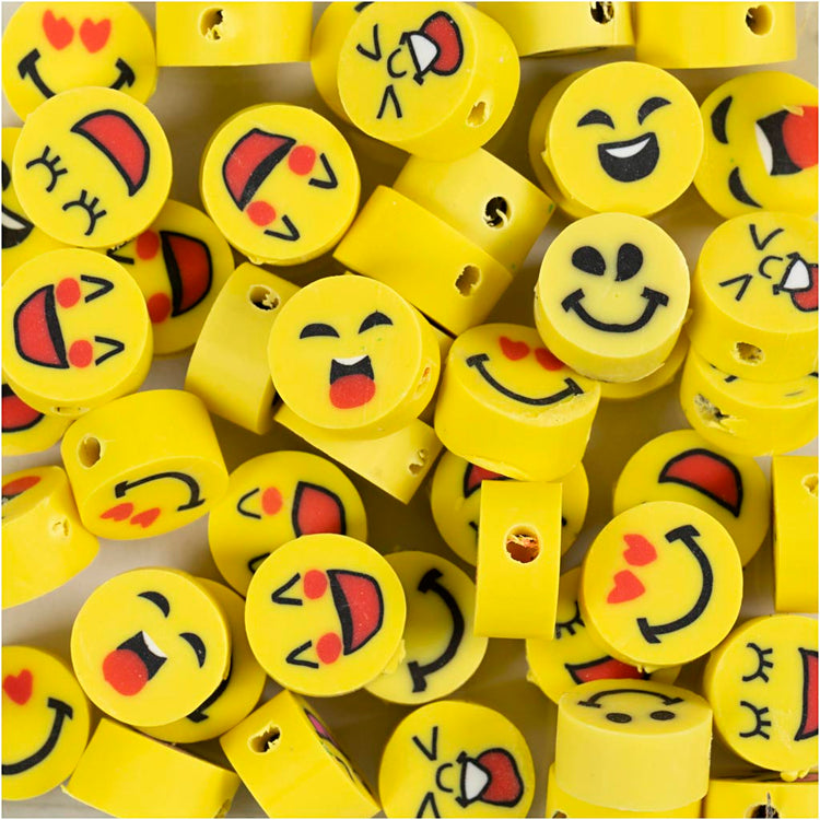 Creativ Company Figurenperlen, Emoji, D 10 mm, Lochgröße 1,5 mm, 200 Stück 1 Box