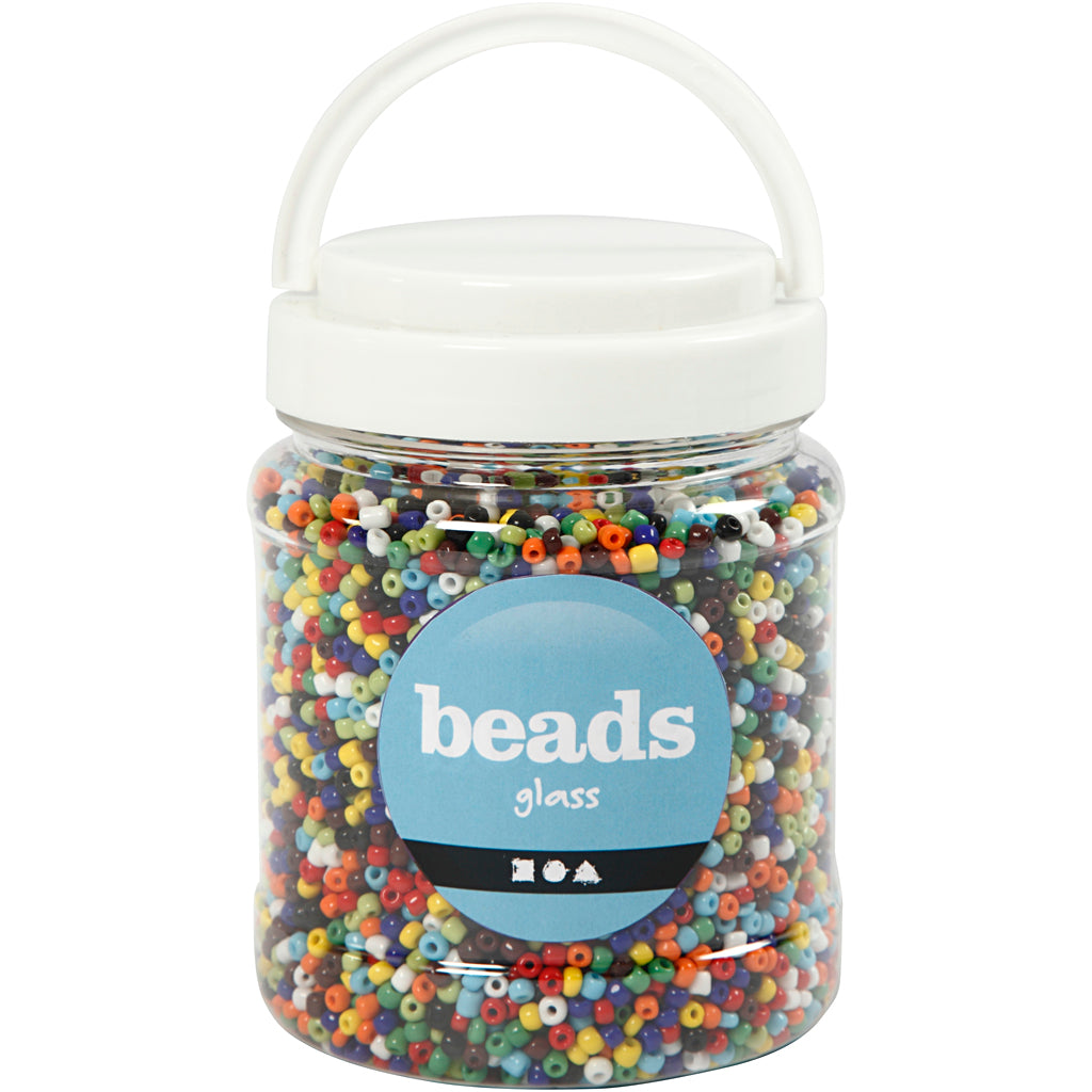 Creativ Company Rocailles, D 4 mm, Größe 6 0, Lochgröße 0,9-1,2 mm, verschiedene Farben, 1000 g 1 Box