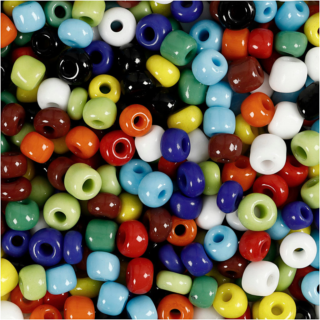 Creativ Company Rocailles, D 4 mm, Größe 6 0, Lochgröße 0,9-1,2 mm, verschiedene Farben, 1000 g 1 Box