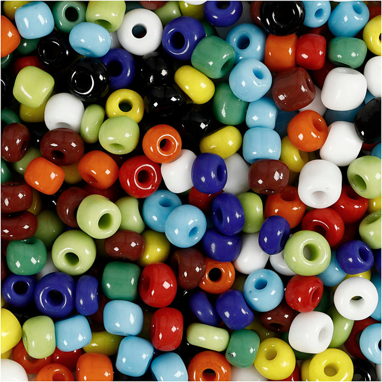 Creativ Company Rocailles, D 4 mm, Größe 6 0, Lochgröße 0,9-1,2 mm, verschiedene Farben, 1000 g 1 Box