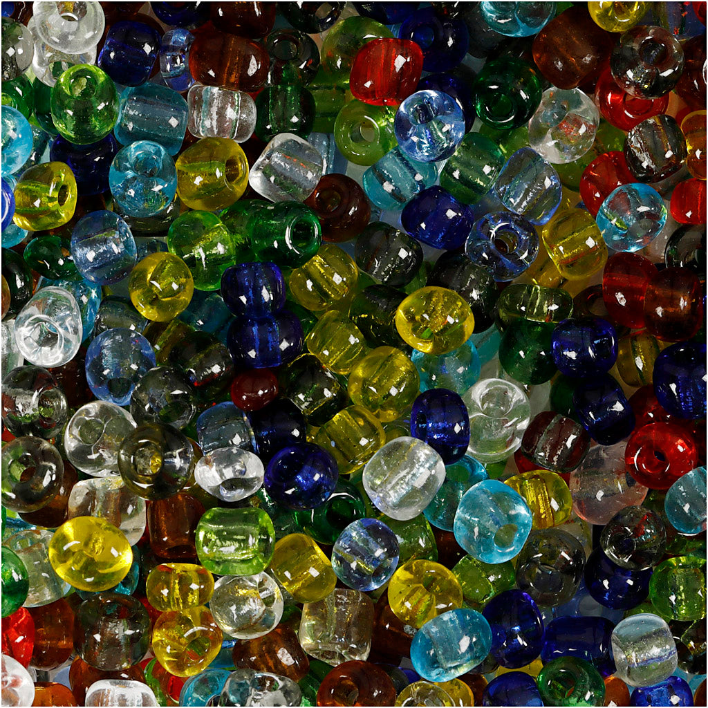 Creativ Company Rocailles, D 4 mm, Größe 6 0, Lochgröße 0,9-1,2 mm, transparent glänzend, 1000 gr 1 Box