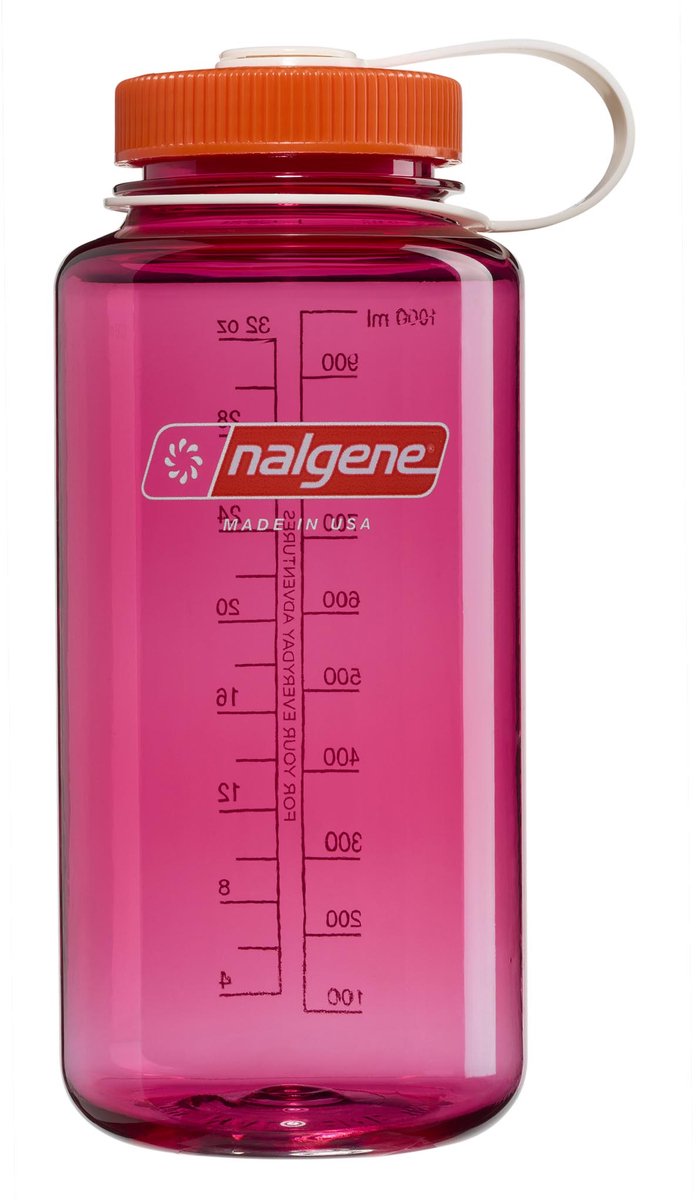 Nalgene – Weithalsflasche – Trinkflasche – Wasserflasche – 1000 ml – BPA-frei – Sustain – Fuchsia-Lila mit Flamme, neu