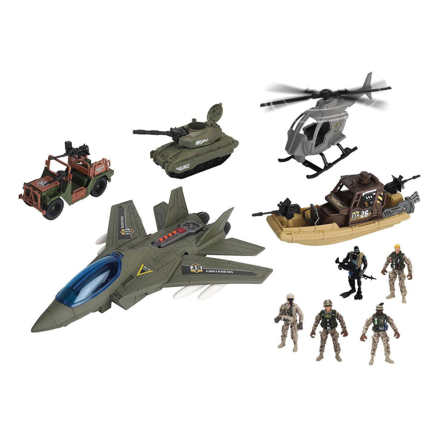 RC-Soldaten-Feind-Militärfahrzeuge-Set - 10-tlg.