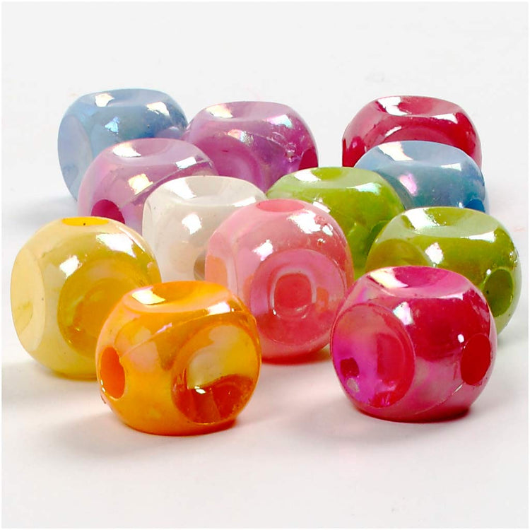 Creativ Company Würfelperlen, Größe 10x10 mm, Lochgröße 4 mm, ca. 90 Stück, 60 g, 125 ml 1 Karton