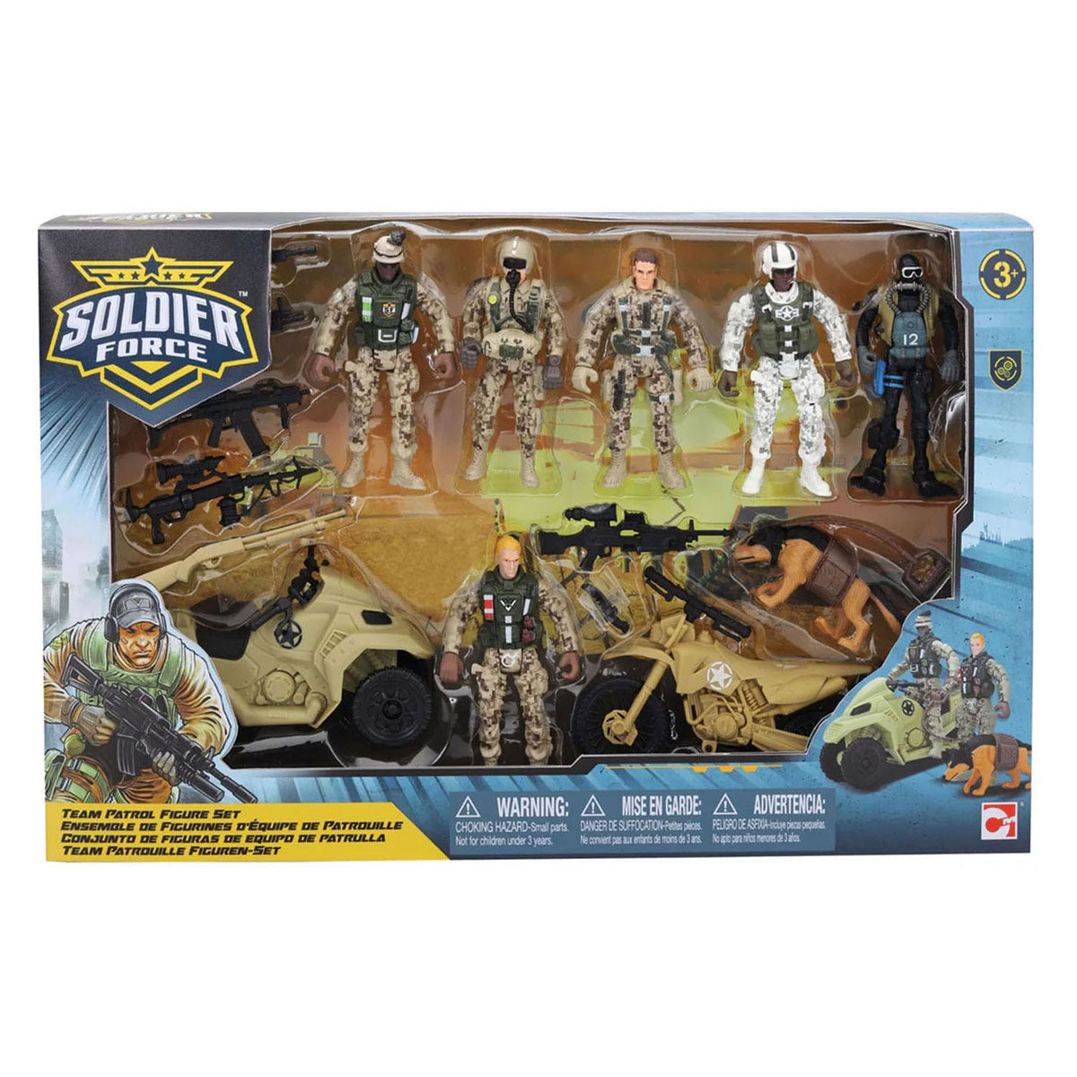 RC-Soldaten-Feindspielfiguren-Set bestehend aus 6 Soldaten, Hund und 2 Motorrädern