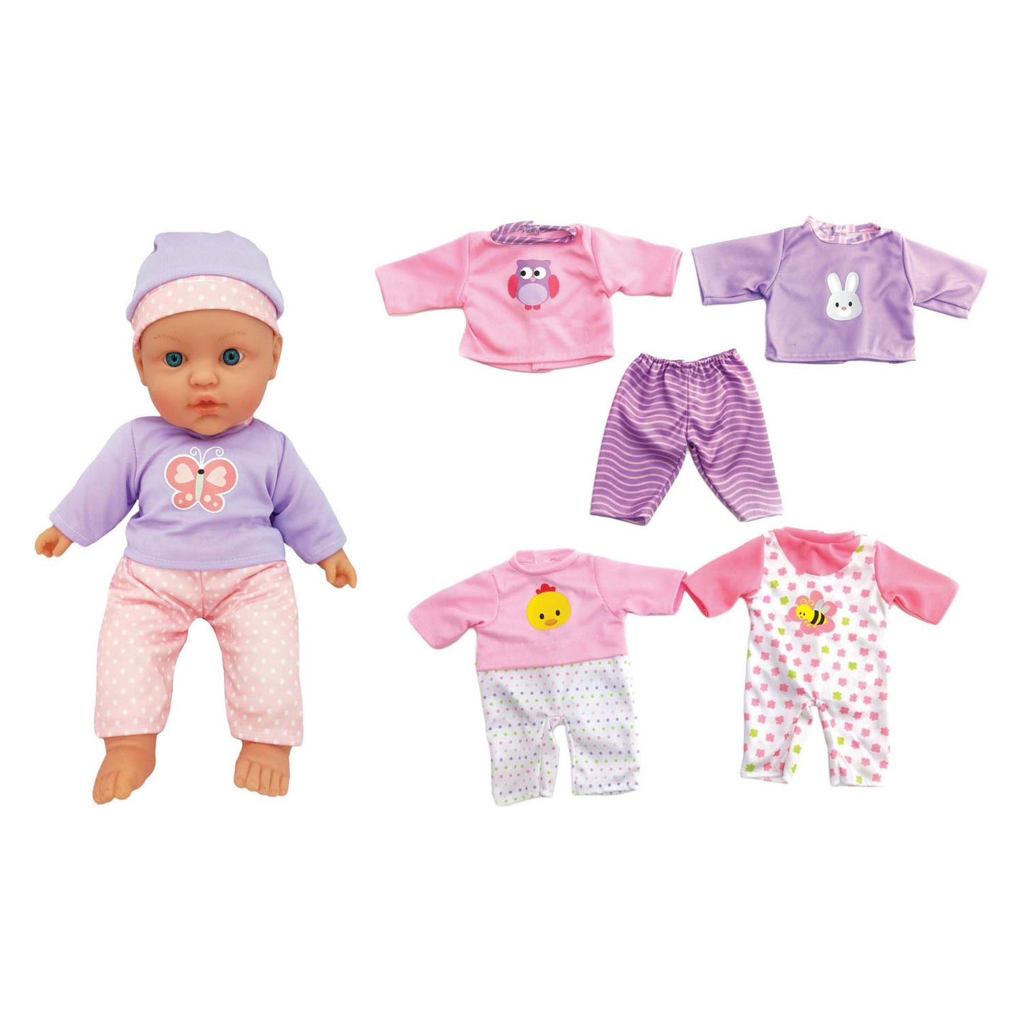Baby doll with sounds and outfits - 41cm