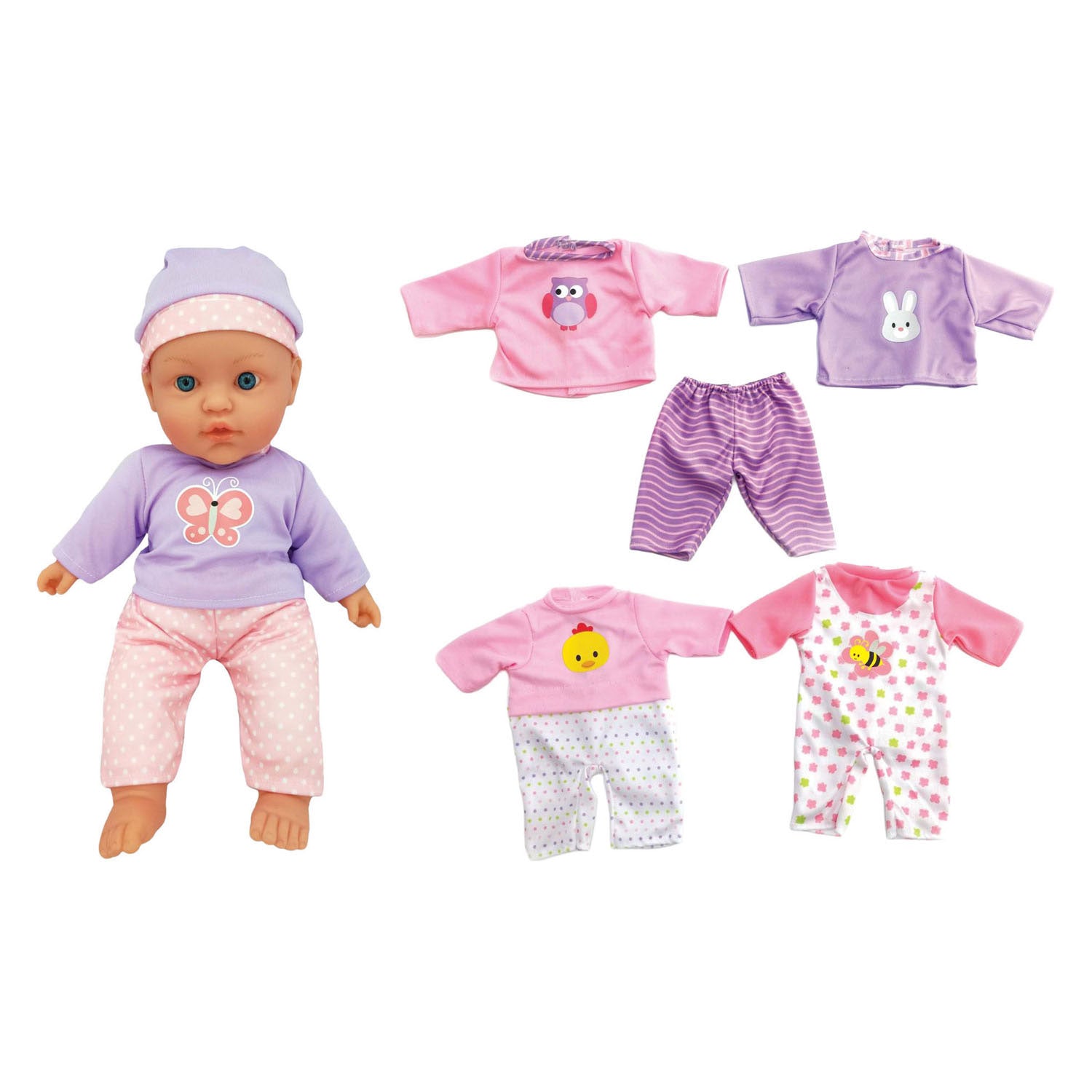 Baby doll with sounds and outfits - 41cm