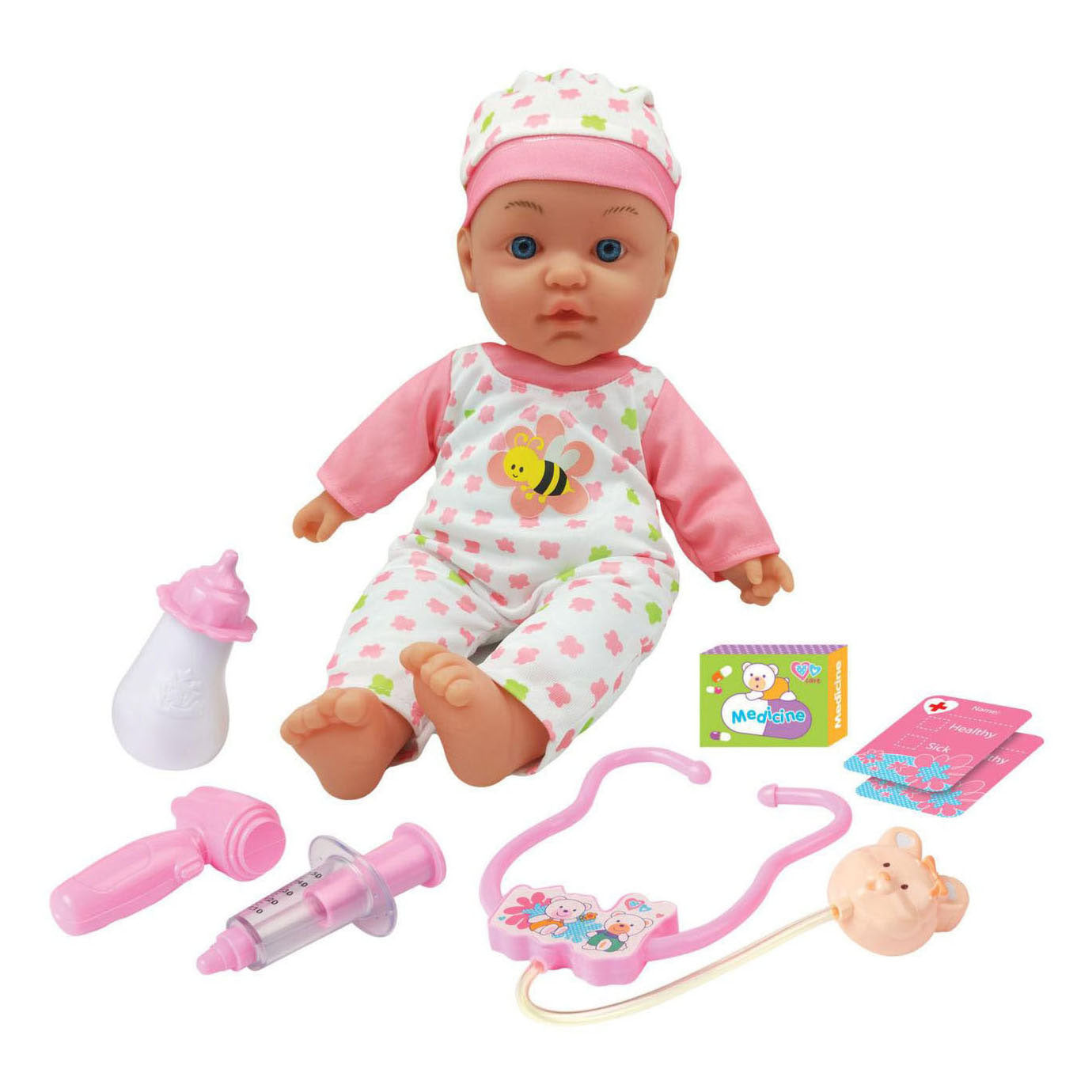 Kranke Babypuppe mit leuchtenden Wangen