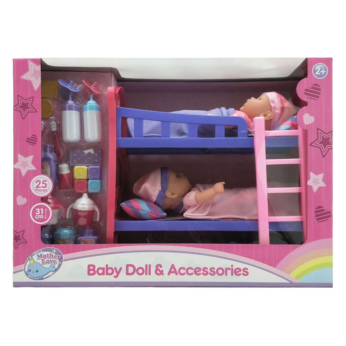 Etagenbett mit 2 Puppen 31cm - 25tlg.