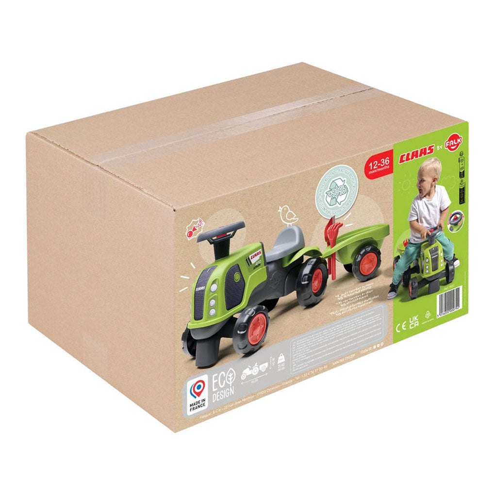 Falk Claas 470 Arion Rutschauto grün mit Anhänger + Sandset