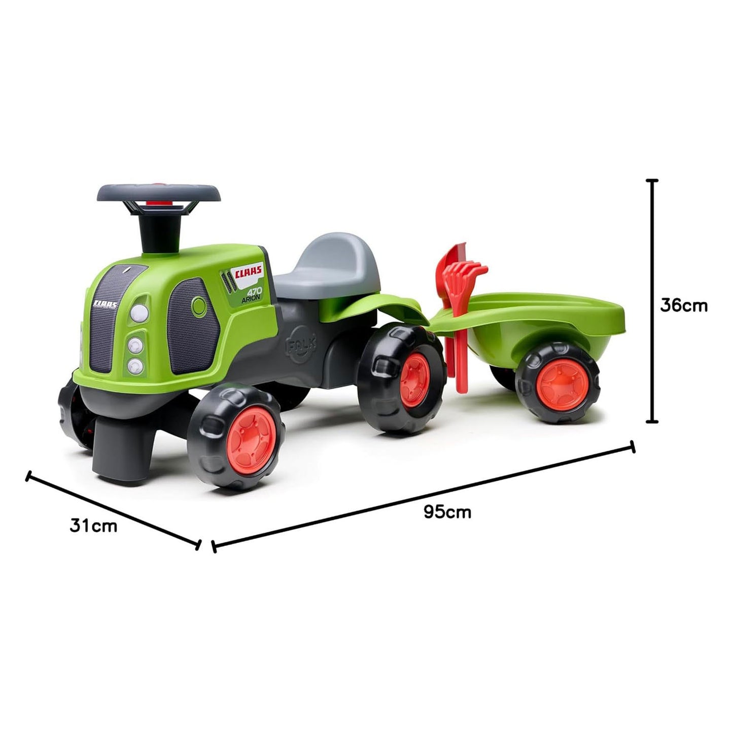 Falk Claas 470 Arion Rutschauto grün mit Anhänger + Sandset