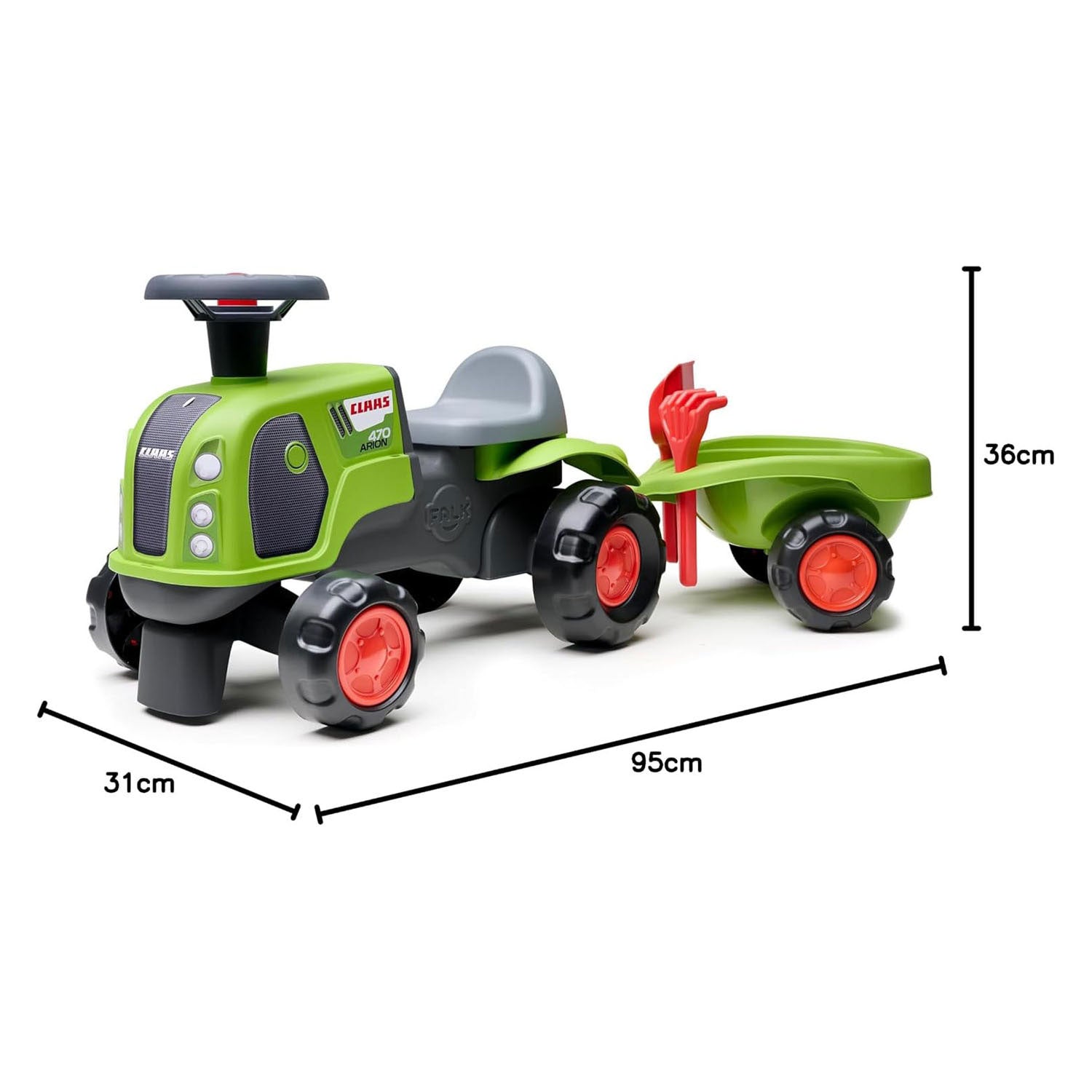 Falk Claas 470 Arion Rutschauto grün mit Anhänger + Sandset