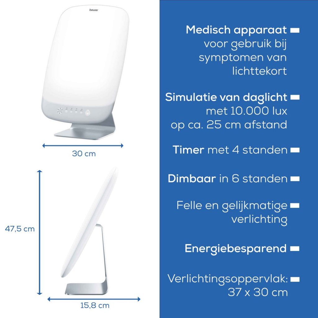 Beerer Beerer TL95 Lichttherapie Lampe 10000 Lux 30x37 cm Silberweiß
