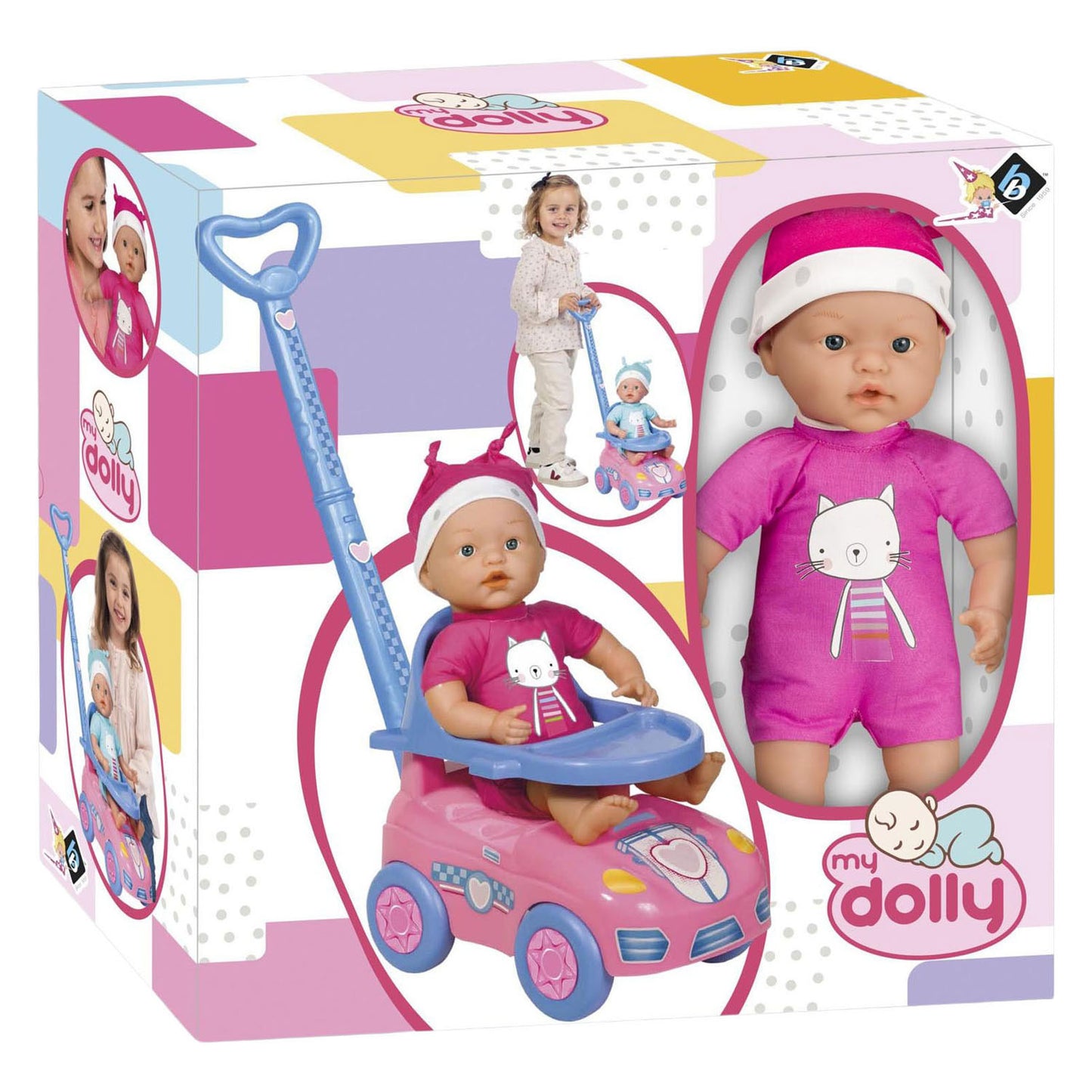 Dolly Babypuppe mit Laufwagen – 37 cm