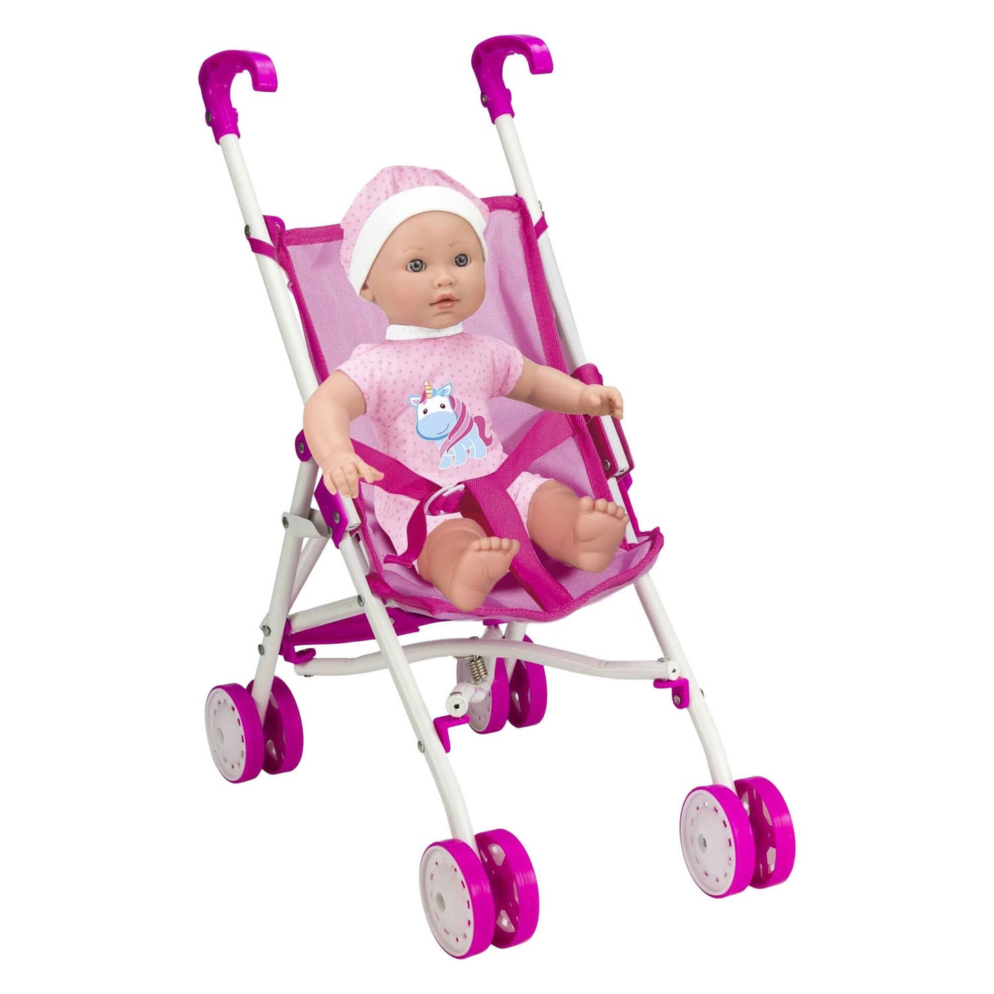 Babypuppe mit Kinderwagen – 35 cm