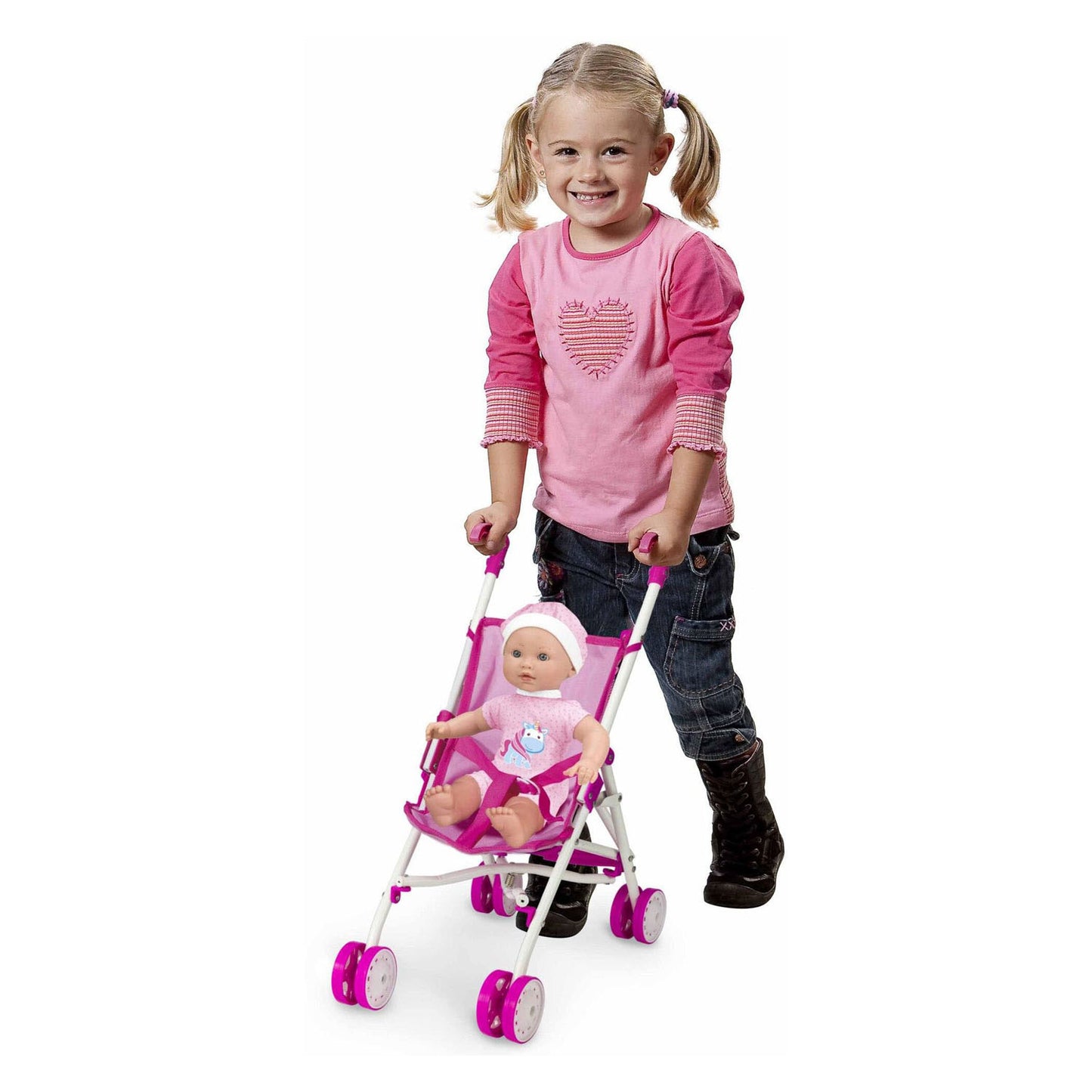 Babypuppe mit Kinderwagen – 35 cm