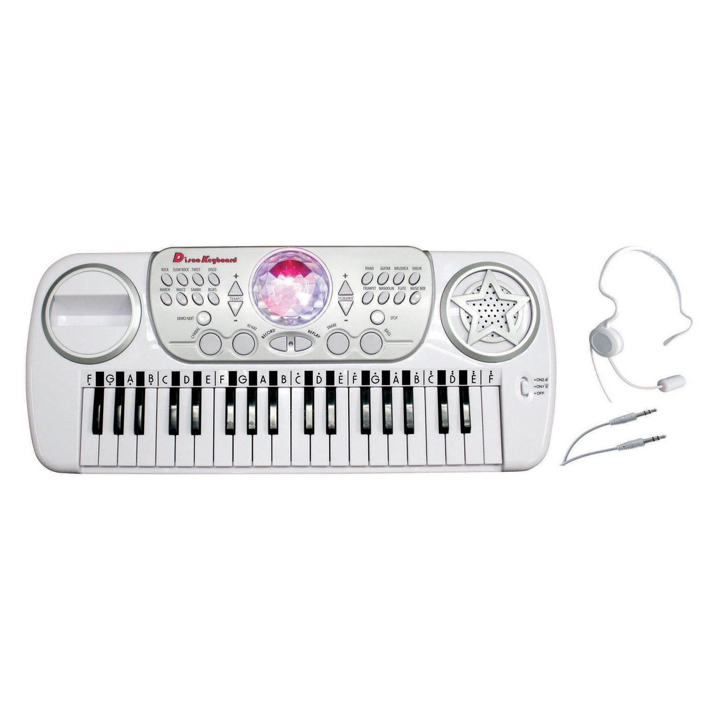 Imp Disco-Tastatur mit 37 Tasten, Discokugel und Hauptmikrofon