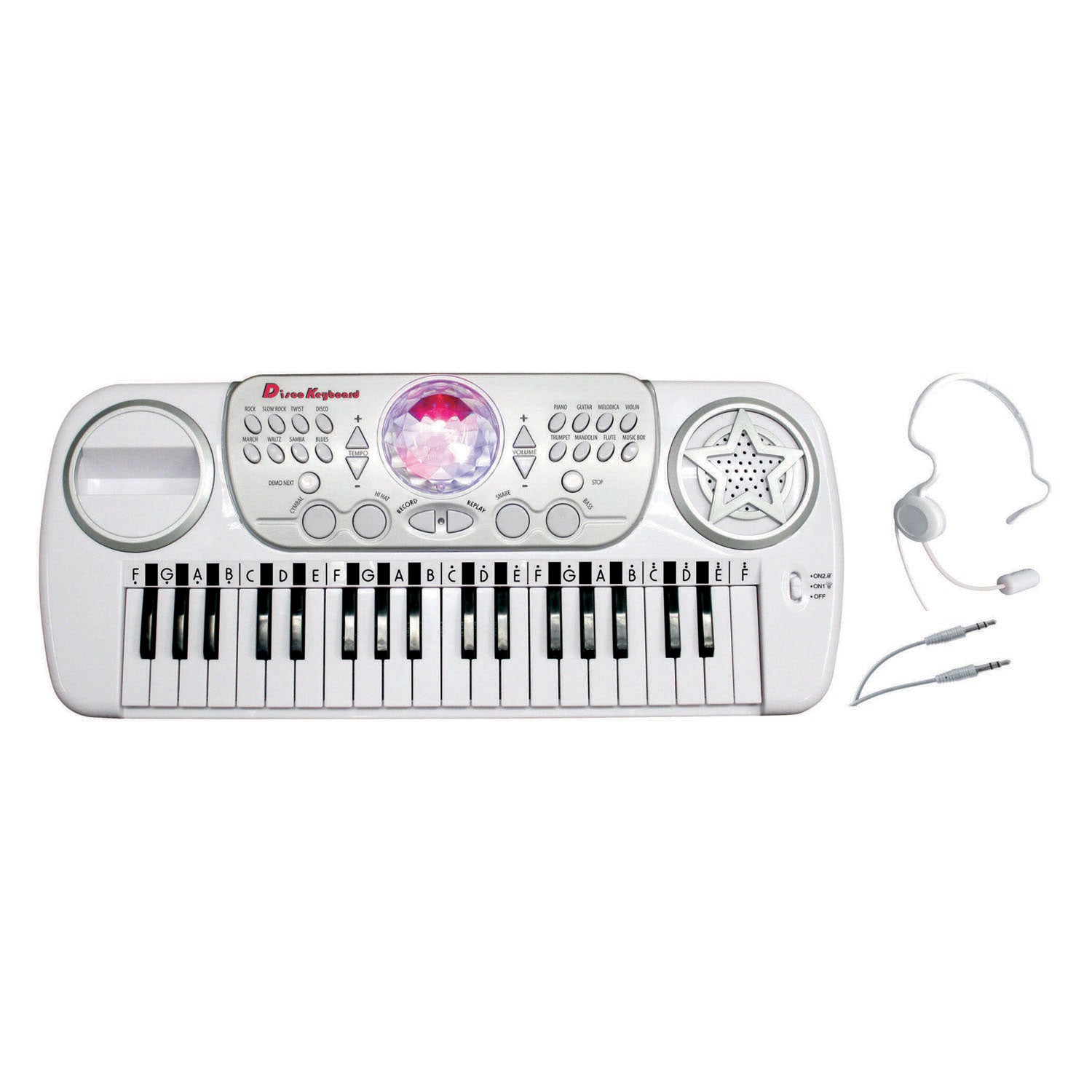 Imp Disco-Tastatur mit 37 Tasten, Discokugel und Hauptmikrofon