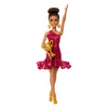 Barbie-Mattel-Gesellschaftstänzerin-Puppe mit Accessoires und goldenen Details.
