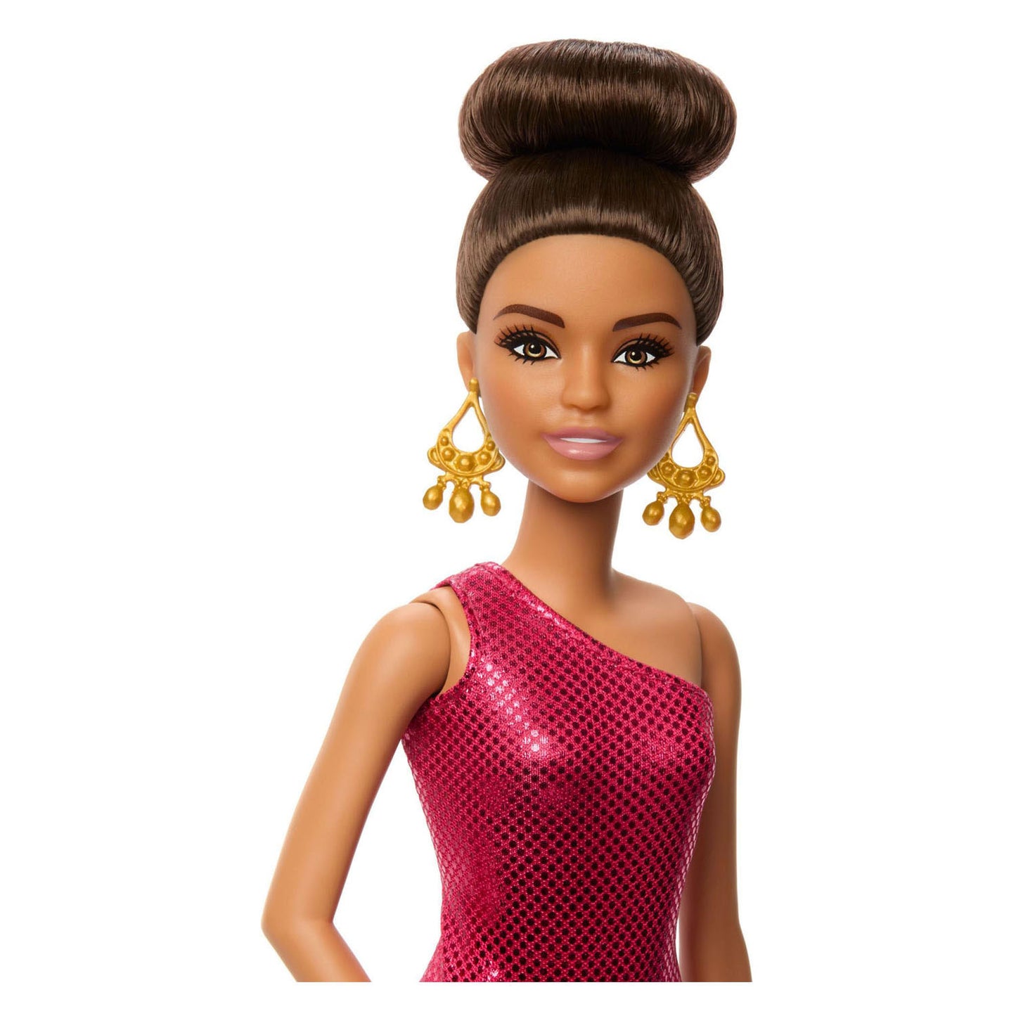 Barbie-Mattel-Gesellschaftstänzerin-Puppe mit Accessoires und goldenen Details.