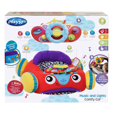 Bequemes Playgro-Auto – Plüsch-Babysitzkissen – Baby-Spielkissen – Aktivitätskissen – Babyspielzeug – interaktives Babyspielzeug – Baby-Fitnessstudio – Baby-Spielmatte – Plüsch-Babyauto – Auto – Mutterschaftsgeschenk – mit Licht und Ton