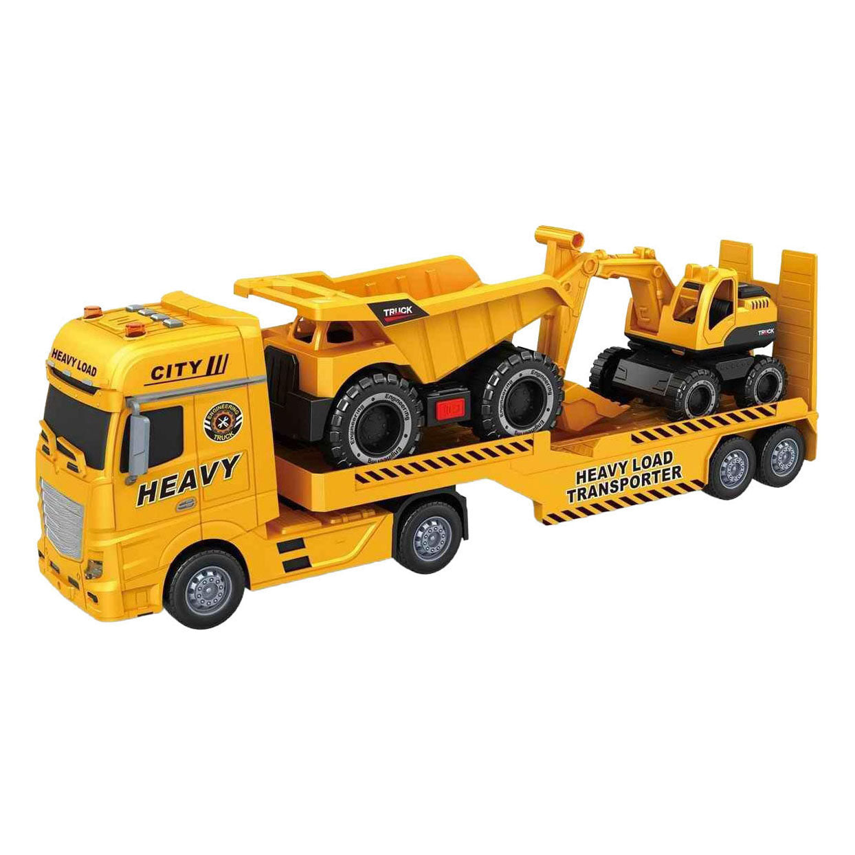 Tieflader mit Muldenkipper und Bagger – 54 cm