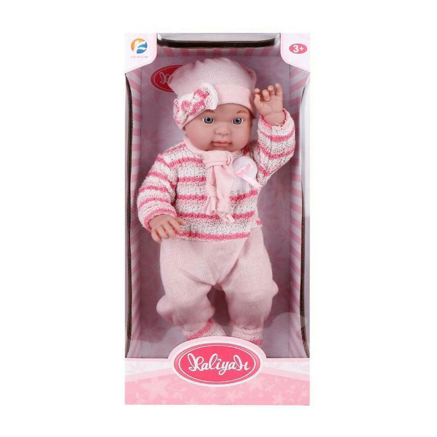 Baby mit rosa Outfit und Mütze – 45 cm