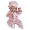 Baby mit rosa Outfit und Mütze – 45 cm