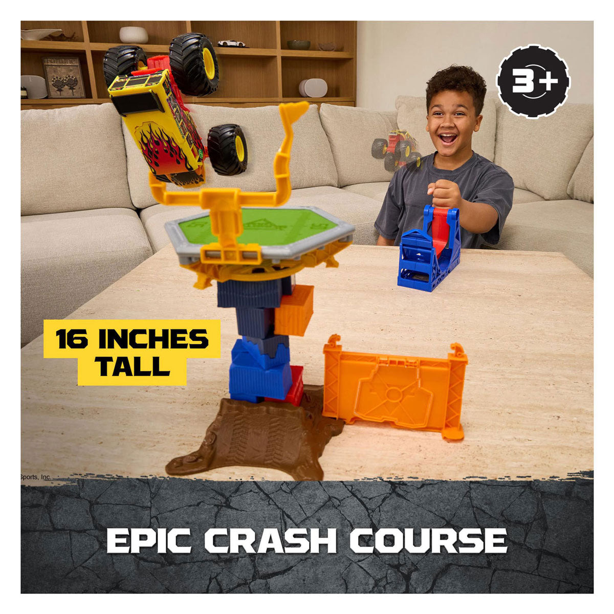 Monster Jam Spin Master Spielzeug-Crashkurs-Set mit Monstertruck 1:64.