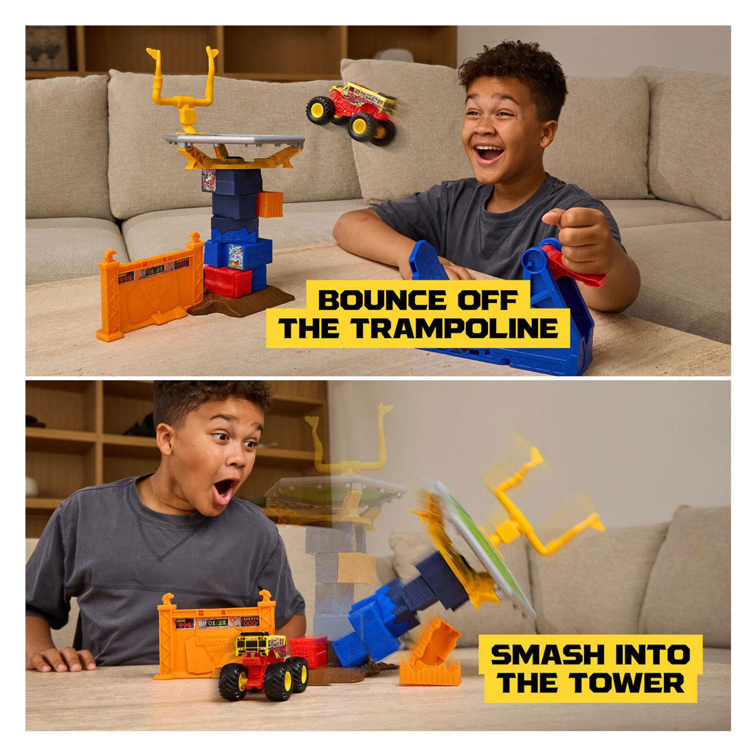 Monster Jam Spin Master Spielzeug-Crashkurs-Set mit Monstertruck 1:64.