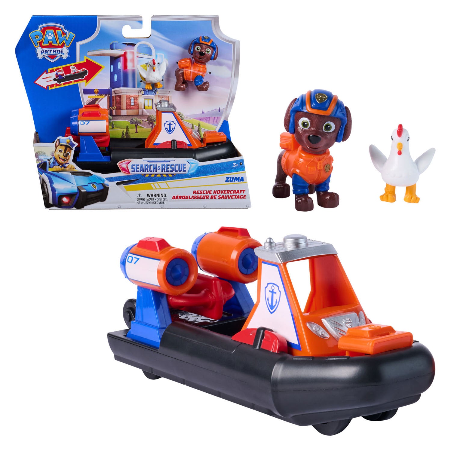 Paw Patrol – Suchrettung – Zumas Luftkissenfahrzeug mit 2-Figuren-Antriebsfunktion – Spielzeugfahrzeuge