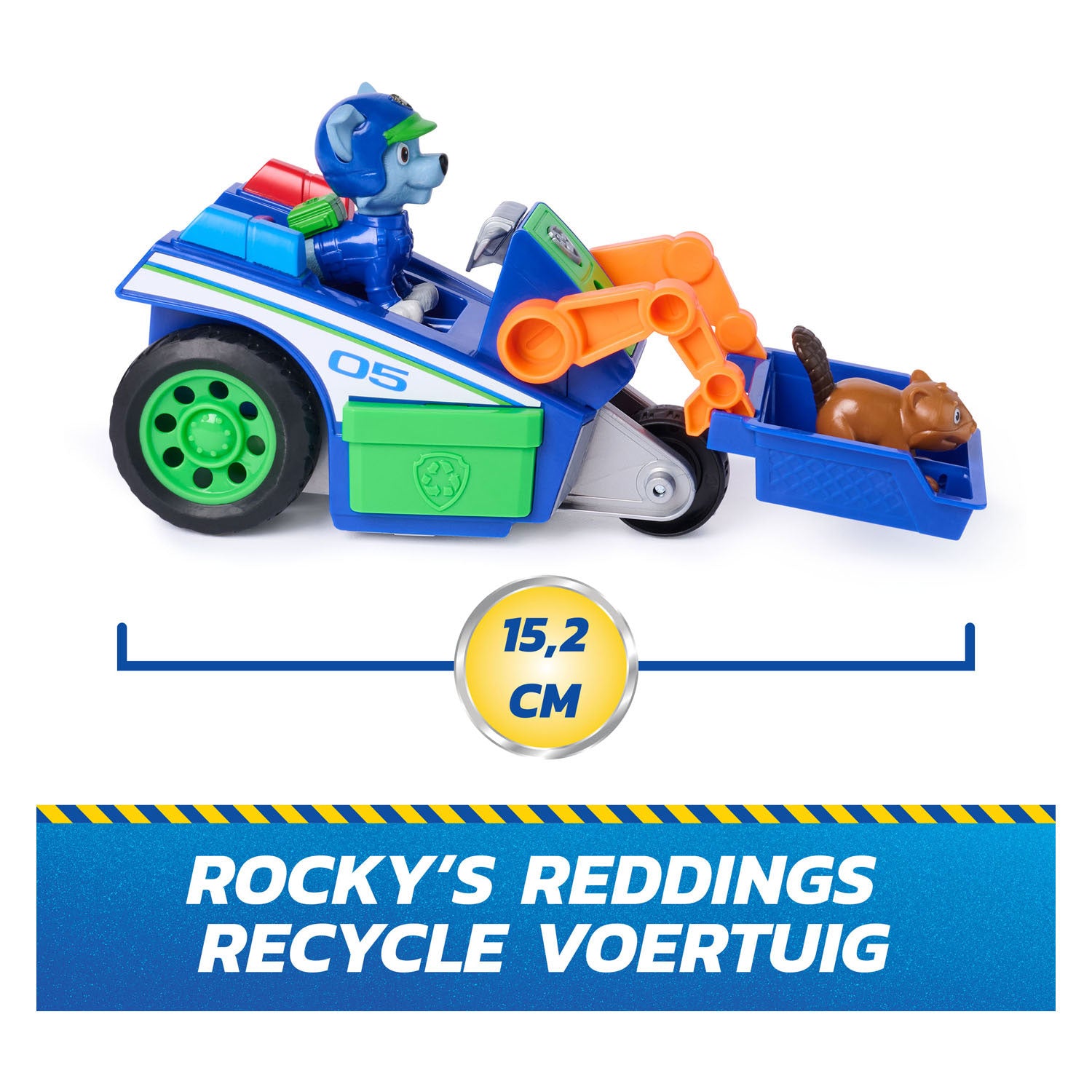 Paw Patrol – Suchrettung – Rockys Recyclingfahrzeug mit 2-Figuren-Rückziehfunktion – Spielzeugfahrzeuge