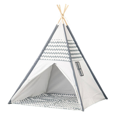 Tipi mit Holzstäben und Teppich – 120 x 120 x 150 cm