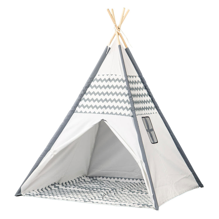 Tipi mit Holzstäben und Teppich – 120 x 120 x 150 cm