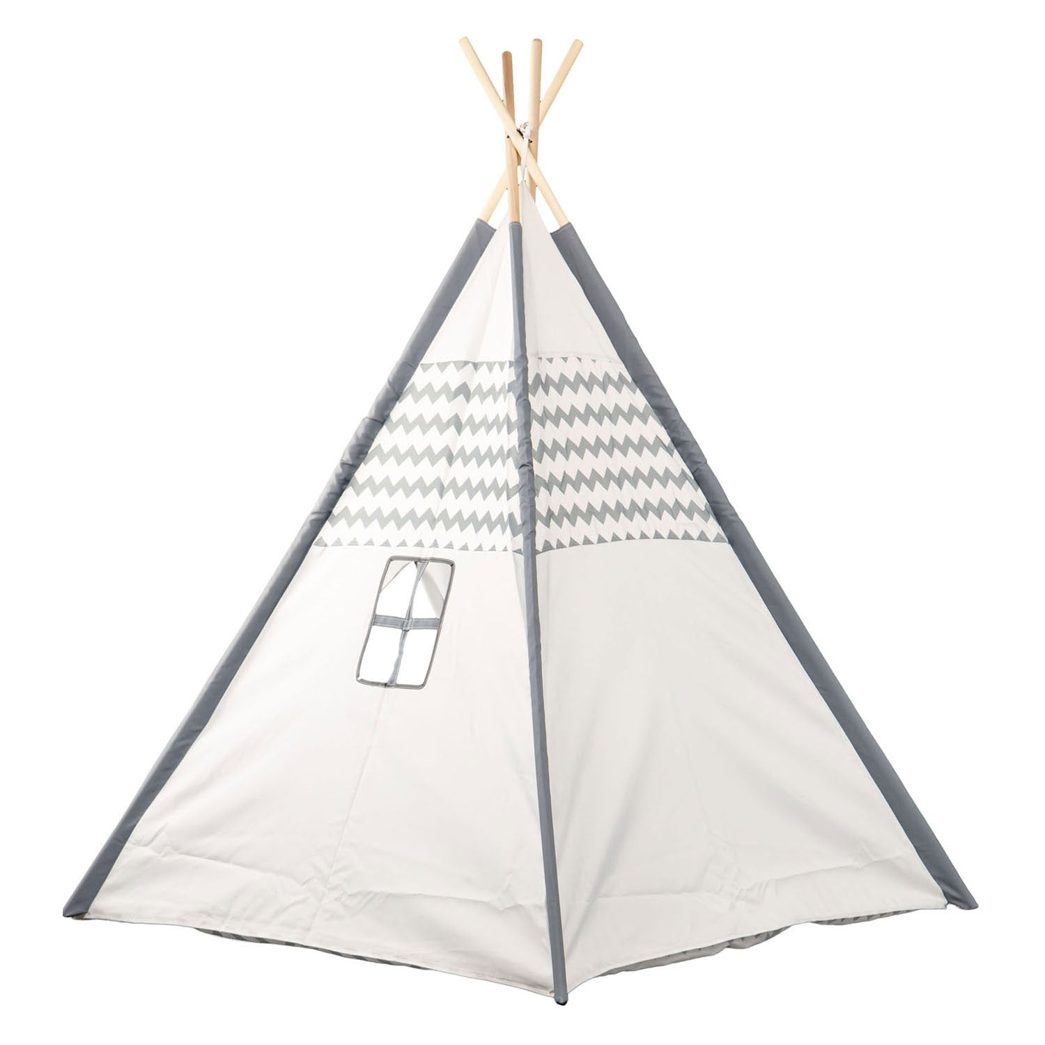 Tipi mit Holzstäben und Teppich – 120 x 120 x 150 cm