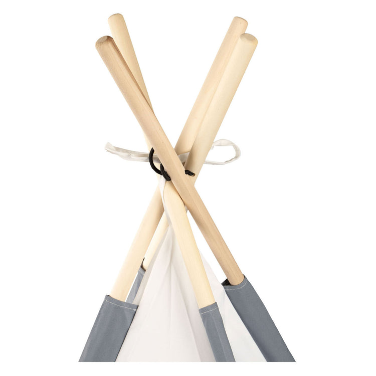 Tipi mit Holzstäben und Teppich – 120 x 120 x 150 cm