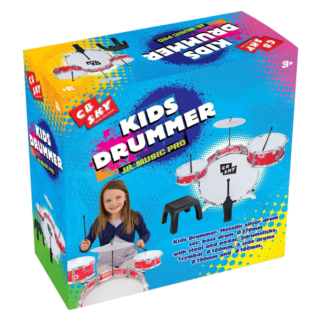 Kinderschlagzeug mit Hocker - 5-teilig.