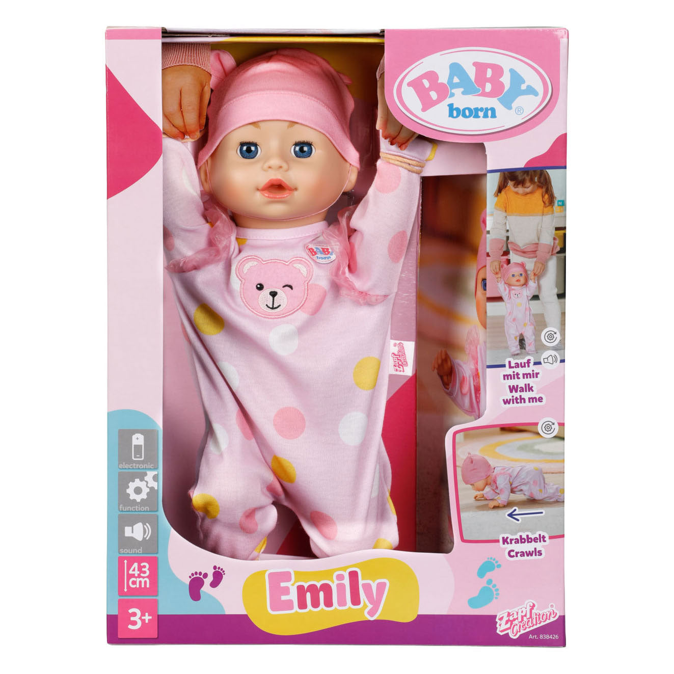 Baby born Emily Walk With Me – 43 cm