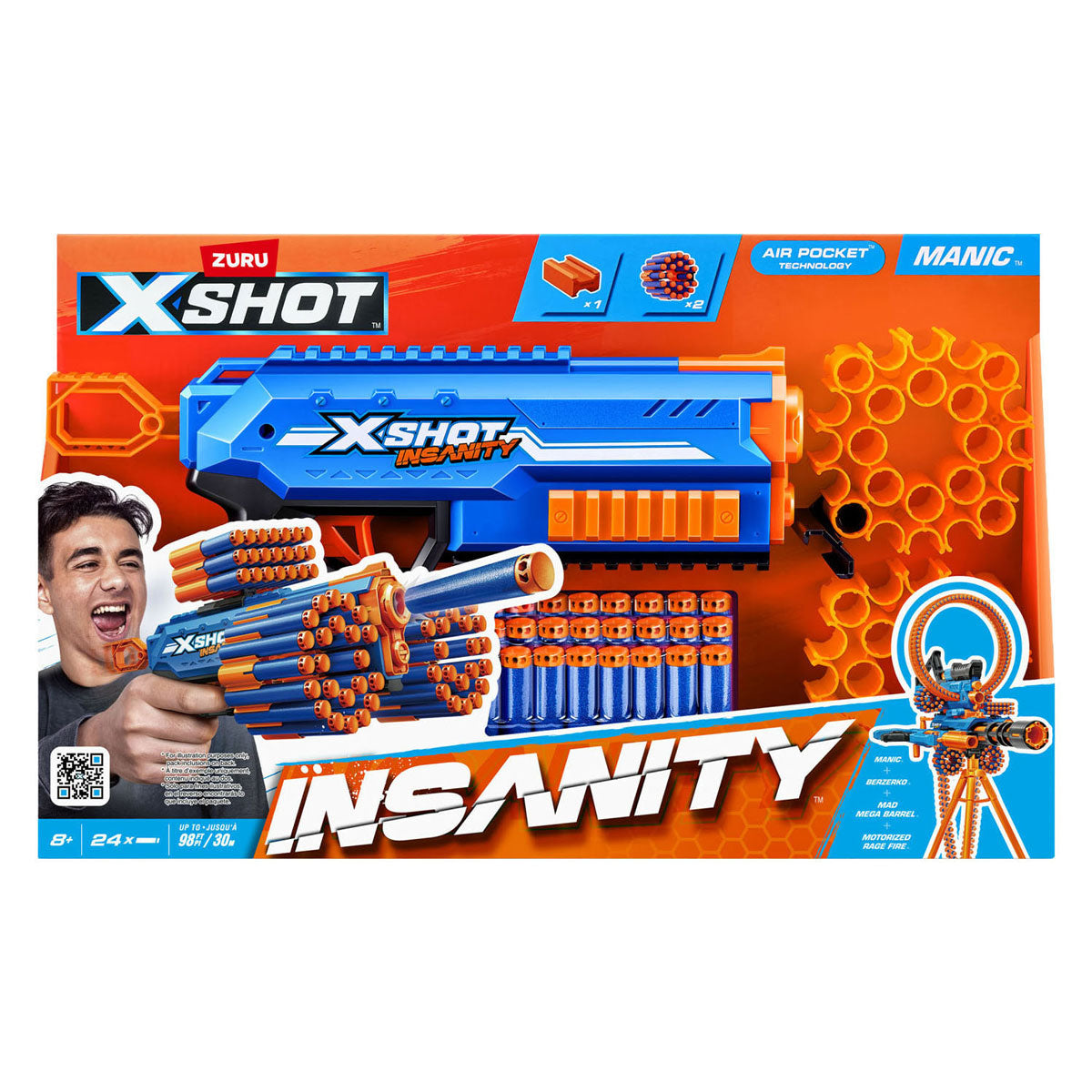 Zuru Zuru X-Shot Wahnsinn Manisch Blaster + 24 Darts